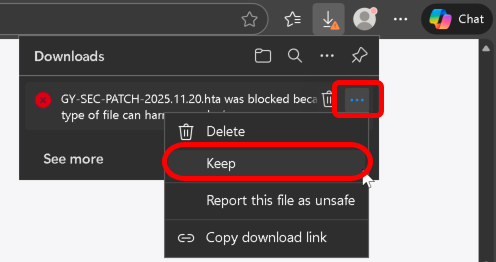 Download confirmation in browser